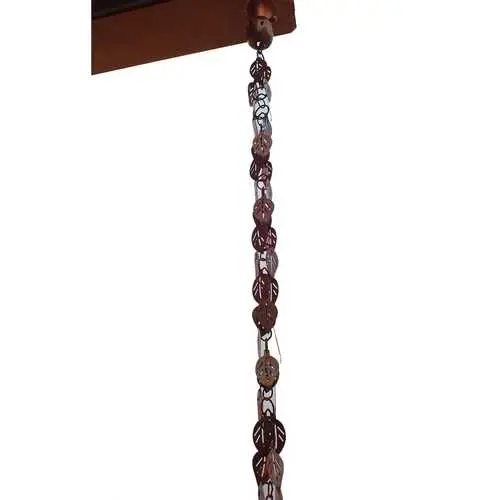 8.5-Foot Pure Copper Leaves Rain Chain For Decorative Downspout Drainage 1