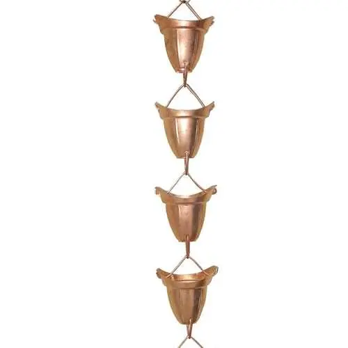 8.5-Foot Pure Copper Rain Chain Featuring 17 Resonant Bell Cups 1