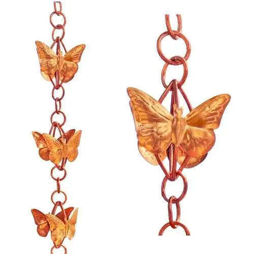 8-Foot Copper Butterfly Rain Chain For Downspout Decoration 1
