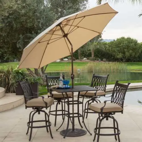 9-Foot Beige Patio Umbrella With Push-Button Tilt Mechanism And Bronze Pole 1