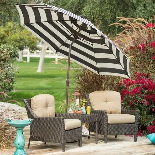 9-Foot Crank-Tilt Patio Umbrella In Navy And White Stripes 1