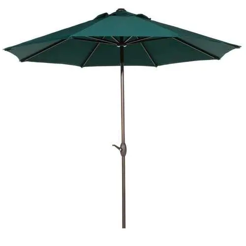 9-Foot Dark Green Outdoor Patio Umbrella – Push-Button Tilt & Crank Operation 1