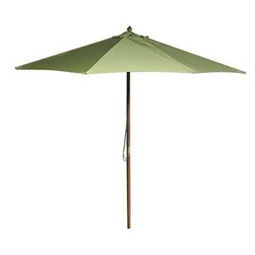 9-Foot Olive Green Patio Umbrella With Wooden Frame And Pulley System 1