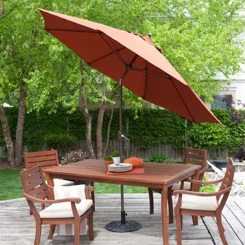 9-Foot Patio Umbrella – Push-Button Tilt Design With Rust-Red/Orange Canopy 1