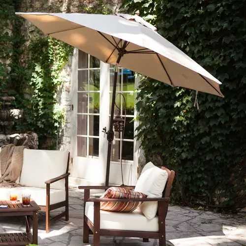 9-Foot Tilt Patio Umbrella With Heather Beige Canopy & Antique Bronze Pole 1