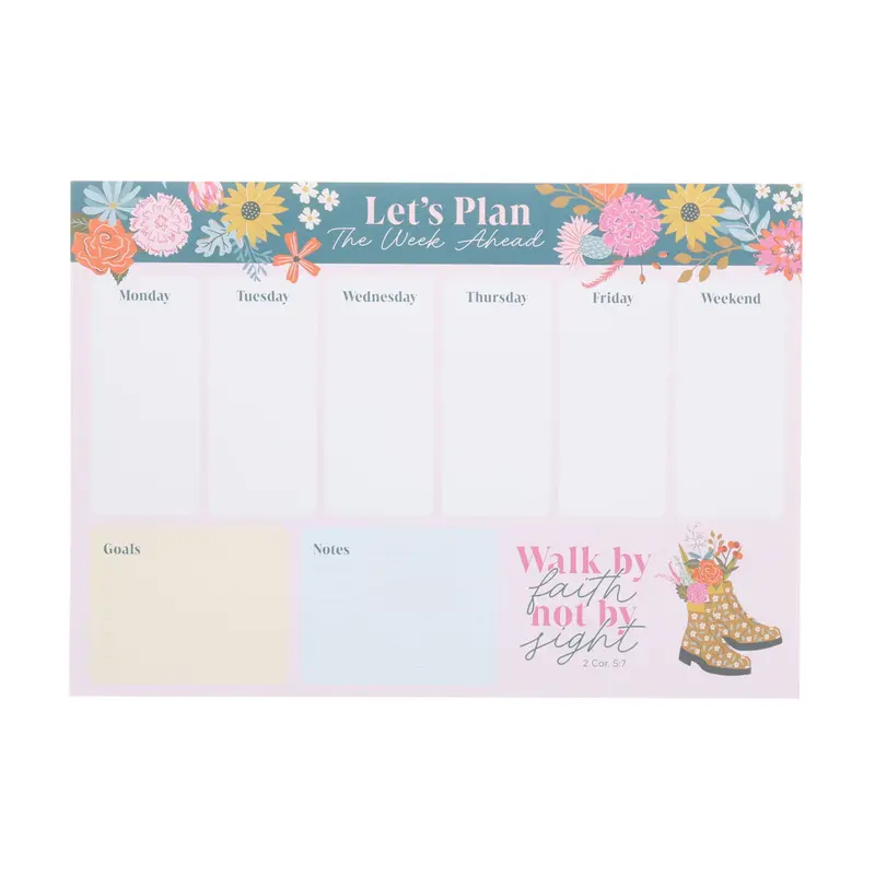 A4 Weekly Desk Planner – ‘Walk By Faith, Not By Sight’ Design, Functional Format 1