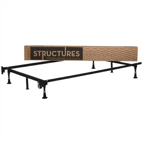 Adjustable Twin-To-Full Convertible Metal Bed Frame With Six Legs 1