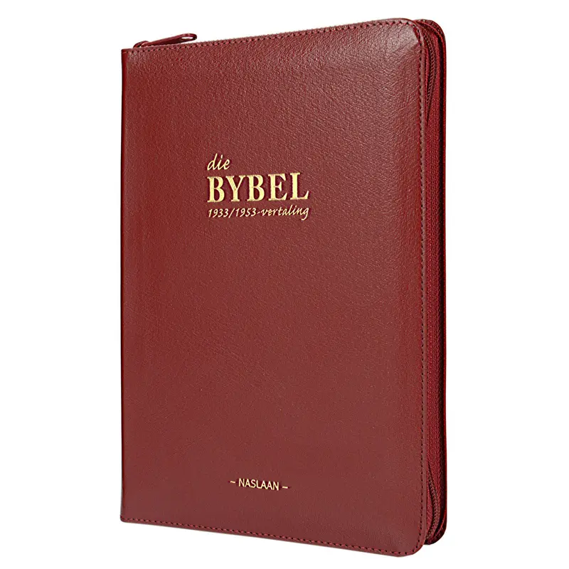 Afrikaans 1933/1953 Translation Rooi Kunsleer Medium Bible With Zipper Closure & Thumb Index (Hardcover) 1