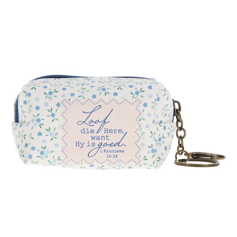 Afrikaans Inspirational Keychain: 'Loof Die Here Want Hy Is Goed' With Faux Leather Pouch 1