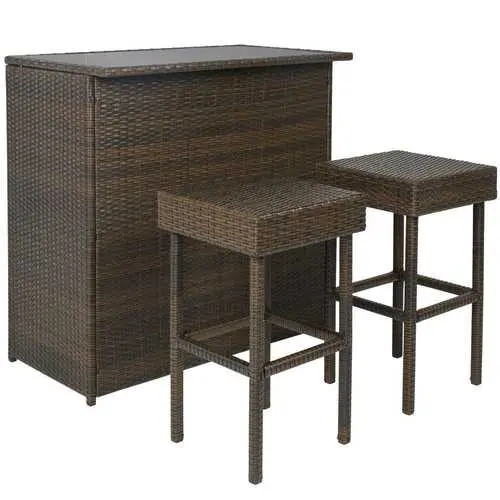 All-Weather Pe Wicker Bar Set – 3-Piece Outdoor Patio Collection 1