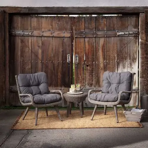 All-Weather Resin Wicker Patio Set – Includes 2 Cushioned Chairs And Side Table 1