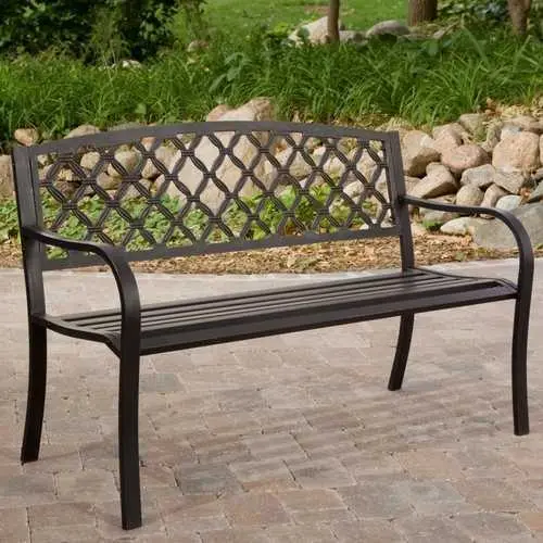 Antique Black Garden Bench With Bronze Accents – 4-Foot Seating Capacity 1