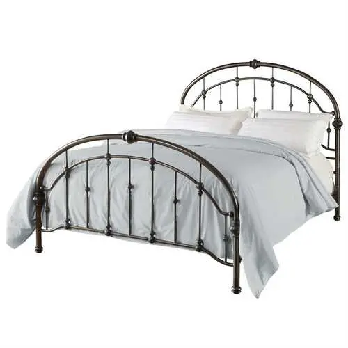 Antique Bronze Pewter Queen Metal Bed With Headboard And Footboard 1