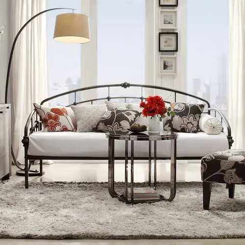Antique Dark Bronze Twin Metal Daybed For Compact Living Spaces 1