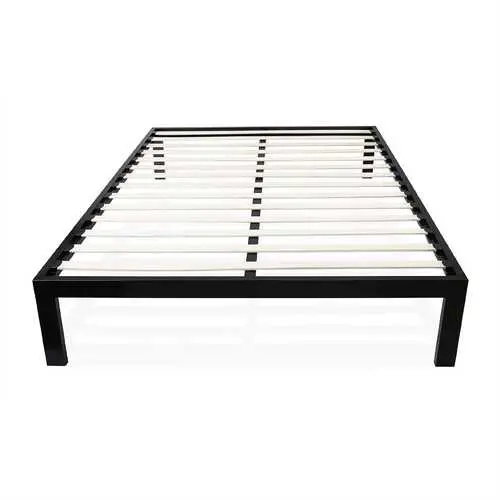 Asian-Inspired King Metal Platform Bed With Wood Slats 1