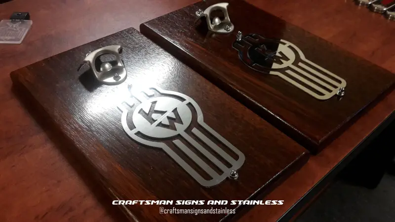 Asymmetrical 'Crooked' Kenworth Stainless Steel Badge With Mounting Holes 1