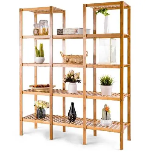 Bamboo 4-Tier Bookshelf – Stylish Plant Stand & Modular Shelving Unit 1