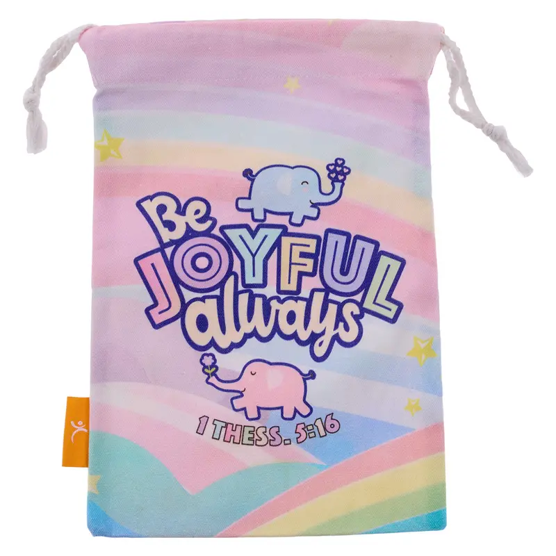 Be Joyful Always Cotton Drawstring Bag – 1 Thessalonians 5:16 Inspirational Pouch 1