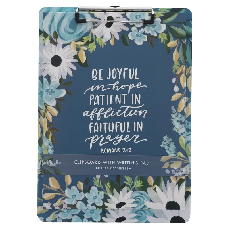'Be Joyful In Hope' Clipboard With Notepad – Encouraging Scripture Design 1