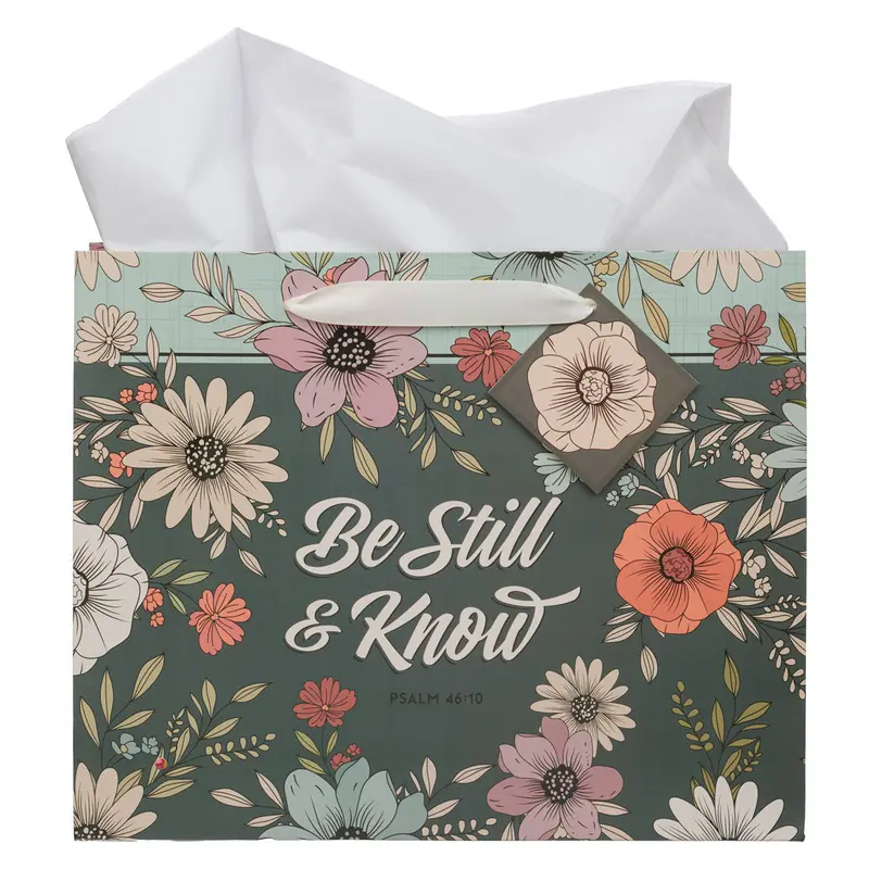 Be Still And Know: Teal Nature-Inspired Gift Bag With Matching Tag 1