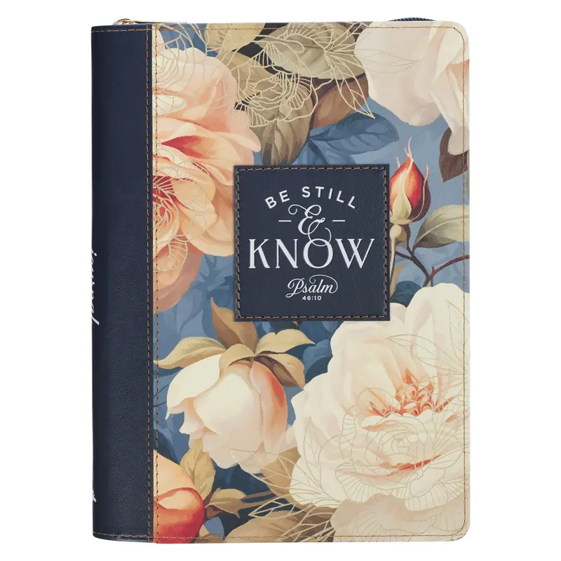 Be Still & Know: Elegant Faux Leather Journal With Secure Zip Closure 1