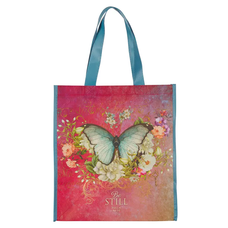 Be Still Non-Woven Tote Bag – Psalm 46:10 Inspired Design 1