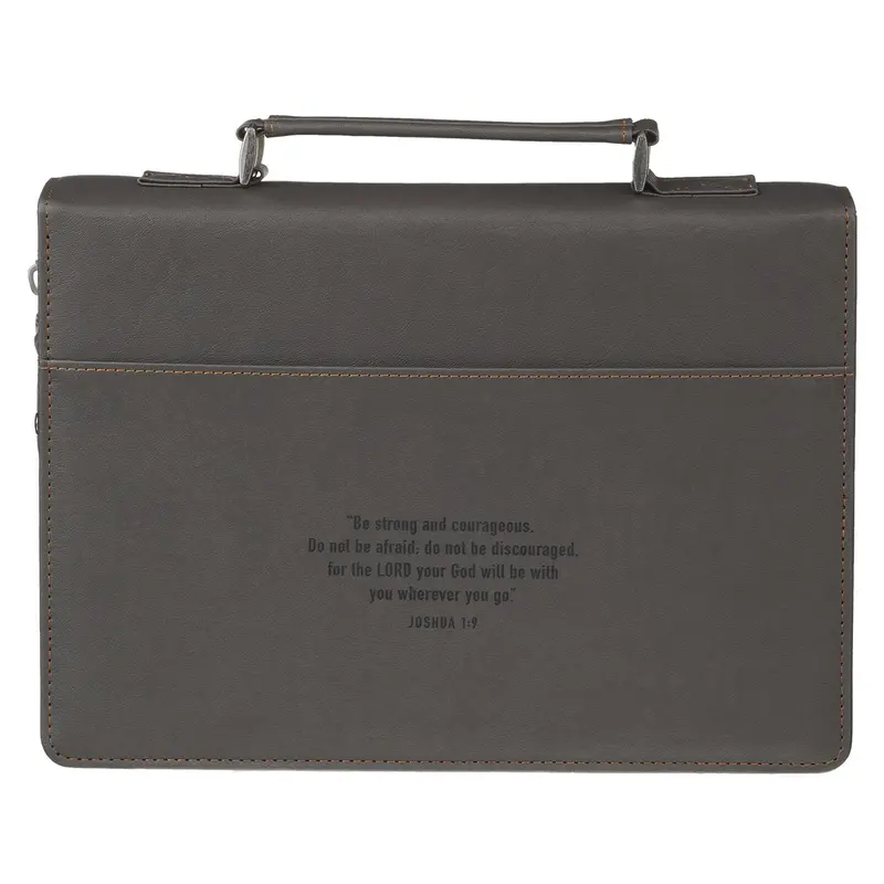 'Be Strong And Courageous' Faux Leather Bible Carry Bag 2