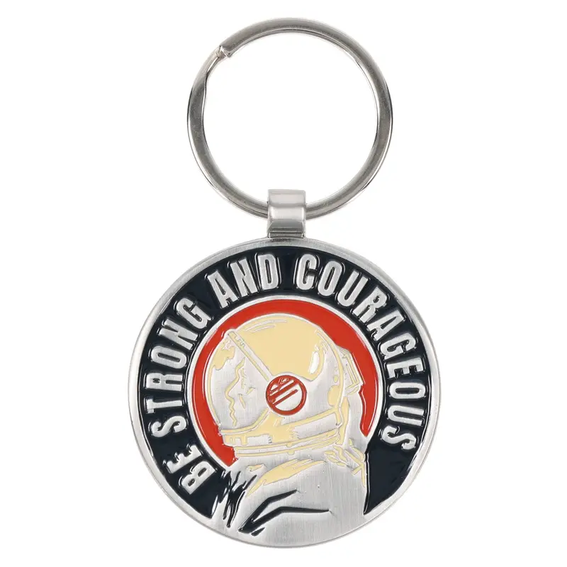 Be Strong And Courageous Keychain – Metal Charm With Inspirational Engraving 1