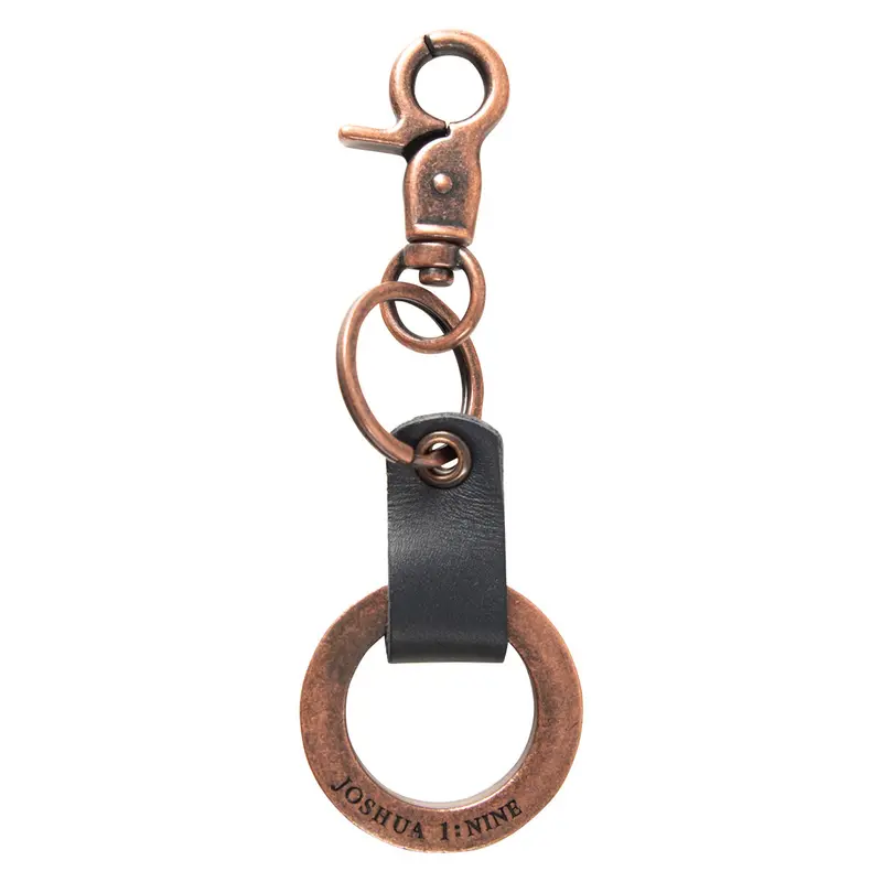 'Be Strong And Courageous' Metal Keychain With Premium Leather Accent 2