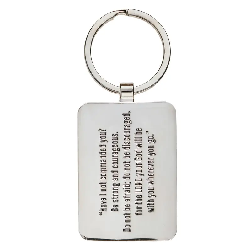 'Be Strong And Courageous' Minimalist Metal Keychain 2