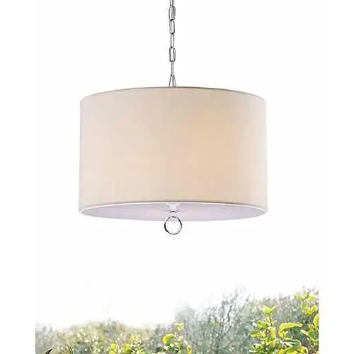 Beige Fabric 3-Light Chrome Chandelier For Living Spaces 1