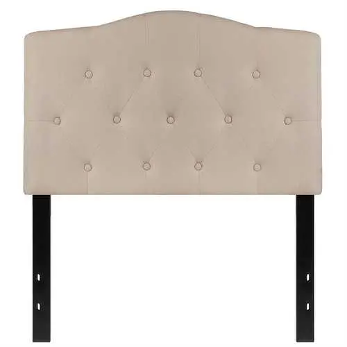 Beige Tufted Fabric Headboard For Twin Beds 1