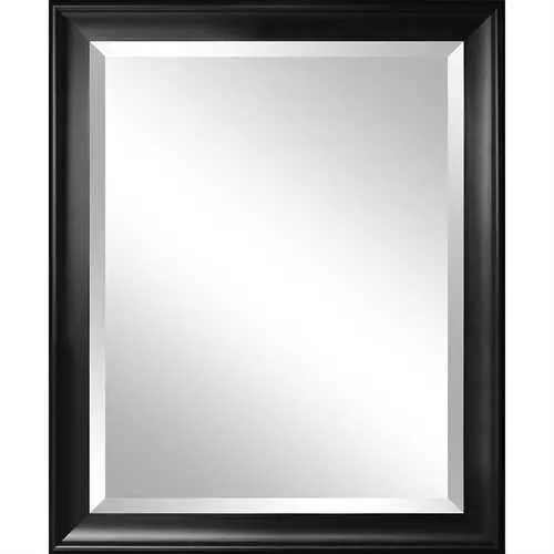 Beveled Edge Black-Framed Bathroom Wall Mirror – 34" X 28" 1