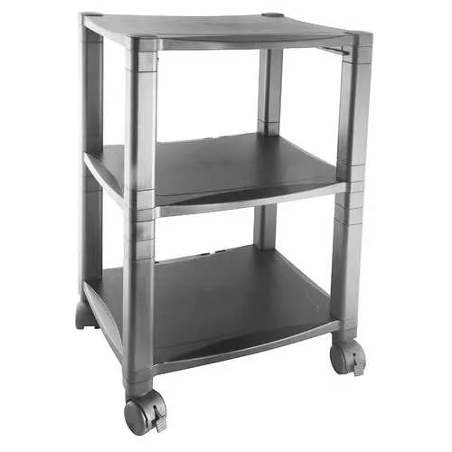 Black 3-Shelf Mobile Printer Stand – Includes Organizer Drawer 1