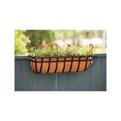 Black 30-Inch Window Or Deck Planter With Coconut Fiber Liner 1