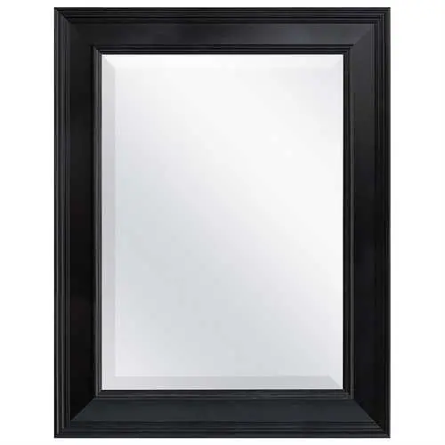 Black Beveled Bathroom Mirror – 27.5 X 21.5 Inches With Integrated Wall Hangers 1