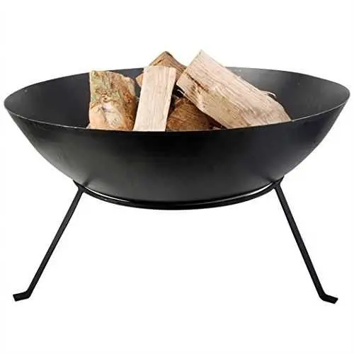 Black Cast Iron Fire Pit Bowl – 23-Inch Outdoor Heating Solution With Stand 1