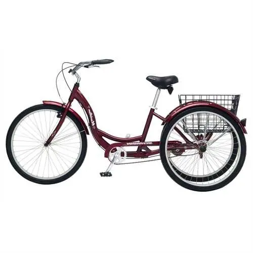 Black Cherry Adult 3-Wheel Cruiser Tricycle – Includes Front Basket 1