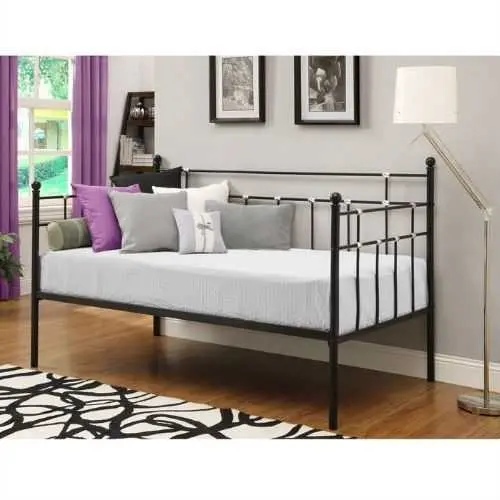 Black Chrome-Detail Metal Twin Daybed 1