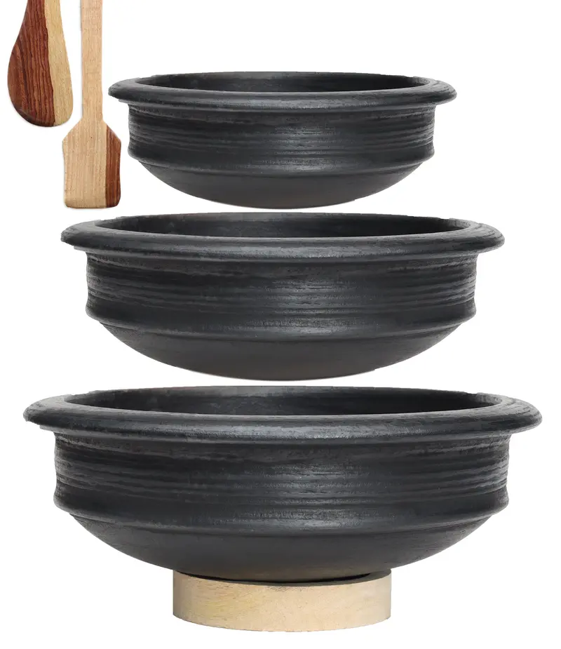Black Clay Handi Pot With Lid – Handcrafted Terracotta Cookware Online 3