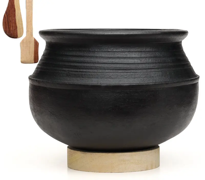 Black Clay Rice Handi – Traditional Earthen Vessel For Digestive-Friendly Cooking 1
