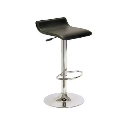 Black Faux Leather Swivel Bar Stool – Contemporary Abs Air-Lift Base 1