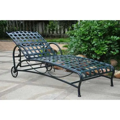 Black Iron Outdoor Chaise Lounge – Multi-Recline Position Design 1