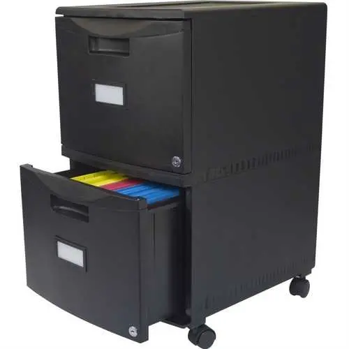 Black Locking 2-Drawer Letter/Legal File Cabinet On Casters 1