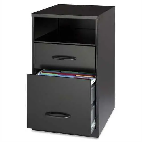 Black Metal 2-Drawer Filing Cabinet – Office Storage With Shelf Compartment 1