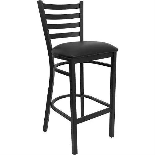 Black Metal Ladder-Back Bar Stool For Restaurant Or Home Use 1