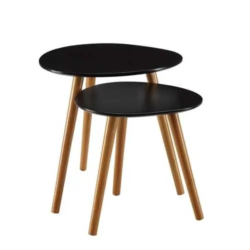 Black Mid-Century Modern Nesting End Tables Set (2-Piece) 1