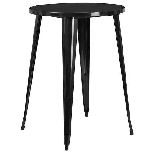 Black Round Outdoor Patio Table – 30-Inch Diameter, Metal Construction 1