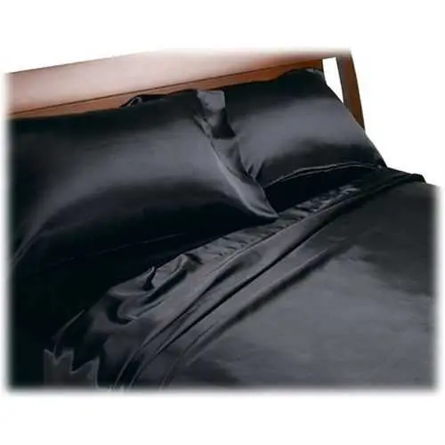Black Satin Sheet Set – California King Size Luxury Bed Linens 1