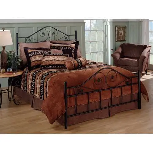 Black Scrollwork Metal Queen Bed – Ornate Headboard And Footboard 1